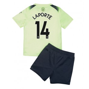 Manchester City Aymeric Laporte #14 kläder Barn 2022-23 Tredje Tröja Kortärmad (+ korta byxor)